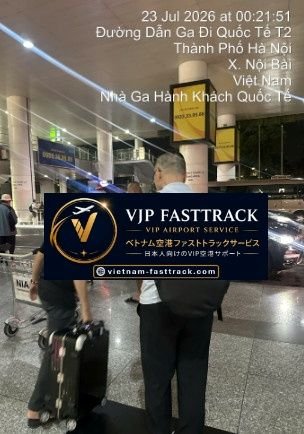 ノイバイ国際空港でお客様の手荷物をサポートし専用車へ案内するVJP FASTTRACKスタッフ